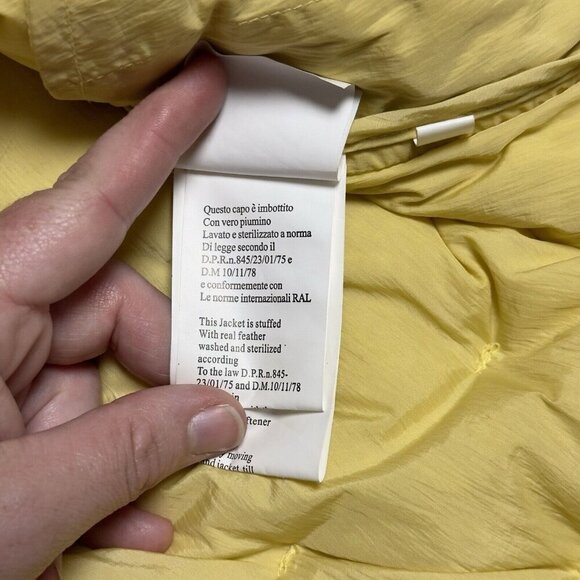 Vintage 70s‎ Down Puffer Jacket Pale Butter Yellow Real Feathers Norma Dilegge - Picture 14 of 16